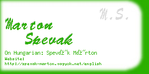 marton spevak business card